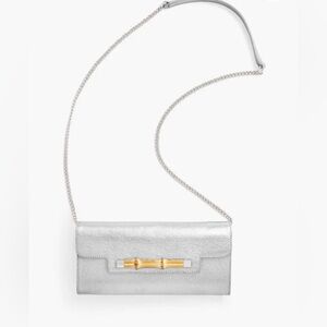 NWT Talbots Metallic Leather Bamboo Clutch